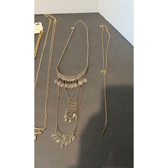 NWOT 6 Lariat Snake Long Gold Tone Rhinestone Statement Necklaces - Picture 11 of 12